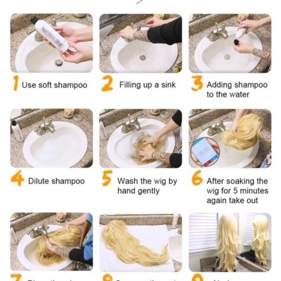 26” Copper Long Wavy natural Synthetic Fiber Full Wig With Bangs for dai… - Picture 7 of 10